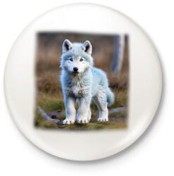 printfashion kölyök farkas / husky - Kitűző, hűtőmágnes - Fehér (15151423)