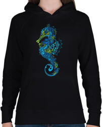 printfashion Seahorse - Női kapucnis pulóver - Fekete (1292769)
