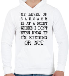 printfashion My level of sarcasm - black - Férfi kapucnis pulóver - Fehér (7047152)