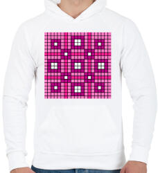 printfashion Kockás minta 06 - Férfi kapucnis pulóver - Fehér (10981038)