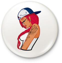 printfashion Tattoo Girl - Kitűző, hűtőmágnes - Fehér (3082419)