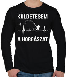 printfashion Küldetésem a horgászat - Férfi hosszú ujjú póló - Fekete (970787)