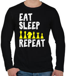 printfashion Eat, Sleep, Chess, Repeat - Férfi hosszú ujjú póló - Fekete (7332492)