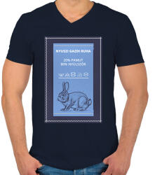 printfashion Nyúlszőr - Férfi V-nyakú póló - Sötétkék (13354426)