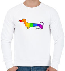 printfashion Szivárvány testű tacskó - Férfi pulóver - Fehér (13417616)