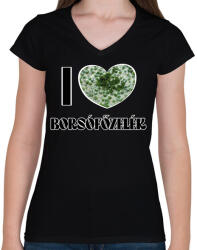 printfashion I love Borsófőzelék - Női V-nyakú póló - Fekete (11895504)