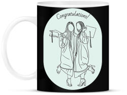 printfashion Congratulations! - Vonalas diplomás minta - Bögre - Fekete (6343807)