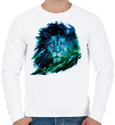 printfashion Oroszlán festmény - Férfi pulóver - Fehér (1015675)