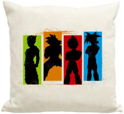 printfashion Dragonball Saiyan család - Párnahuzat, Díszpárnahuzat - Lenvászon (14286)