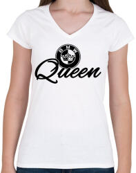 printfashion BMW QUEEN - Női V-nyakú póló - Fehér (2198926)