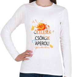 printfashion Ölelések Csókok Aperol! #goodvibes - Női hosszú ujjú póló - Fehér (16681481)