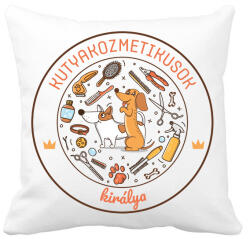 printfashion Kutyakozmetikusok királya - Párnahuzat, Díszpárnahuzat - Fehér (7249871)