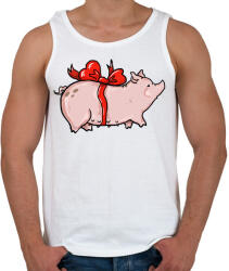 printfashion Ajándék malac - Férfi atléta - Fehér (3931740)