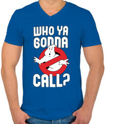 printfashion Who ya gonna call? - Férfi V-nyakú póló - Királykék (2304335)