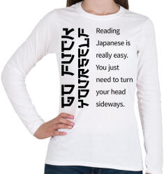 printfashion Reading Japanese is really easy - Női hosszú ujjú póló - Fehér (7041876)