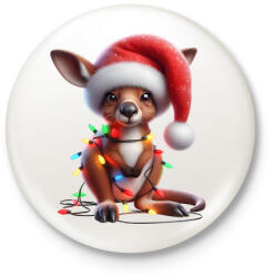 printfashion Cuki karácsonyi kenguru kölyök - Kitűző, hűtőmágnes - Fehér (15256740)