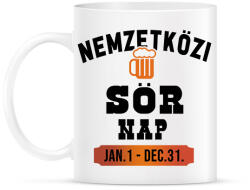 printfashion Nemzetközi sörnap - Fekete - Bögre - Fehér (1580831)