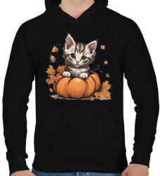 printfashion cica tökben - Férfi kapucnis pulóver - Fekete (14547131)