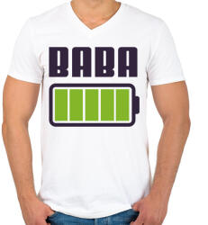 printfashion Baba feltöltve - Férfi V-nyakú póló - Fehér (11884345)