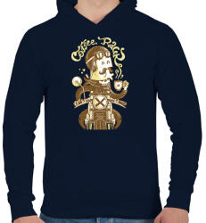 printfashion Coffee Racer - Férfi kapucnis pulóver - Sötétkék (28673)