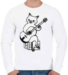 printfashion Macska gitározik - Férfi pulóver - Fehér (10275662)