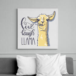 printfashion Élj, nevess, LLAMA - Vászonkép - Fehér (6627253)