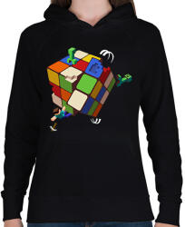 printfashion Rubik - Minecraft - Női kapucnis pulóver - Fekete (15638076)