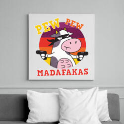 printfashion Tehén - pew pew madafakas - Vászonkép - Fehér (6635163)