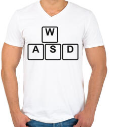 printfashion WASD - Férfi V-nyakú póló - Fehér (2858171)