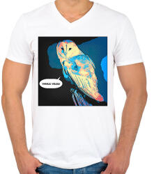 printfashion Bagoly - Férfi V-nyakú póló - Fehér (2834768)