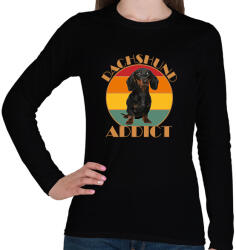 printfashion Dachshund addict - Női hosszú ujjú póló - Fekete (7343000)