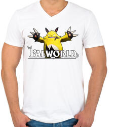 printfashion Palworld Grizzbolt - Férfi V-nyakú póló - Fehér (15592803)