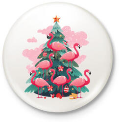 printfashion Flamingós karácsonyfa - Kitűző, hűtőmágnes - Fehér (14601030)