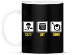 printfashion PUBG - chute - loot - dinner - Bögre - Fekete (826366)