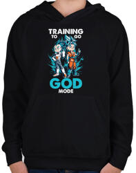 printfashion GOD MODE - Gyerek kapucnis pulóver - Fekete (519811)