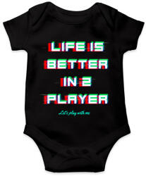 printfashion LIFE IS BETTER IN 2 PLAYER - Baba Body - Fekete (10843107)