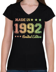 printfashion 1992 - Női V-nyakú póló - Fekete (6170462)