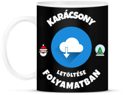 printfashion KARÁCSONY LETÖLTÉSE FOLYAMATBAN - Bögre - Fekete (10752703)