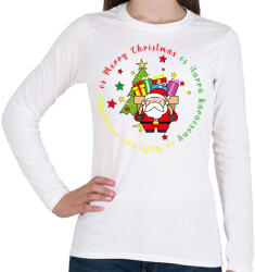 printfashion Karácsonyi - télapó - Női hosszú ujjú póló - Fehér (5596175)