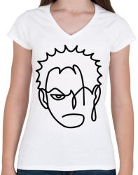 printfashion Roronoa Zoro - Női V-nyakú póló - Fehér (10806990)