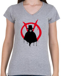 printfashion V for vendetta - Női V-nyakú póló - Sport szürke (4211813)