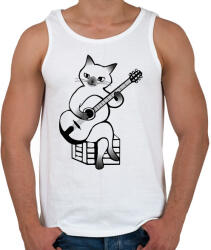 printfashion Macska gitározik - Férfi atléta - Fehér (10275631)