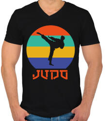 printfashion Judo - Harcművészet - Férfi V-nyakú póló - Fekete (7568334)