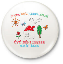 printfashion Csupa szív, csupa lélek - Óvó néni - Kitűző, hűtőmágnes - Fehér (7304326)