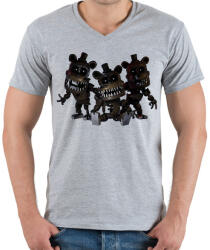 printfashion Fnaf - Férfi V-nyakú póló - Sport szürke (13890668)