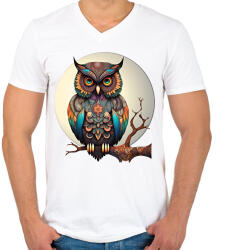 printfashion Bagoly - Férfi V-nyakú póló - Fehér (14700805)