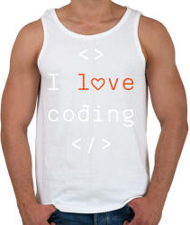 printfashion I love coding - Férfi atléta - Fehér (9437839)