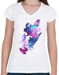 printfashion Bloody fight - Női V-nyakú póló - Fehér (217130)