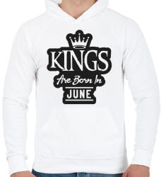 printfashion KINGS are born in June - fekete - Férfi kapucnis pulóver - Fehér (5510423)