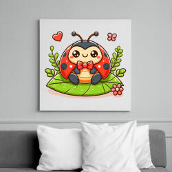 printfashion Cute Ladybug - Vászonkép - Fehér (15960140)